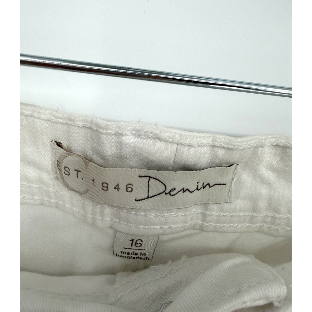 White Denim Y2K Skirt Ruffle Hem Eyelet Trim Coastal Cottagecore Women’s Sz 16 - Picture 7 of 7